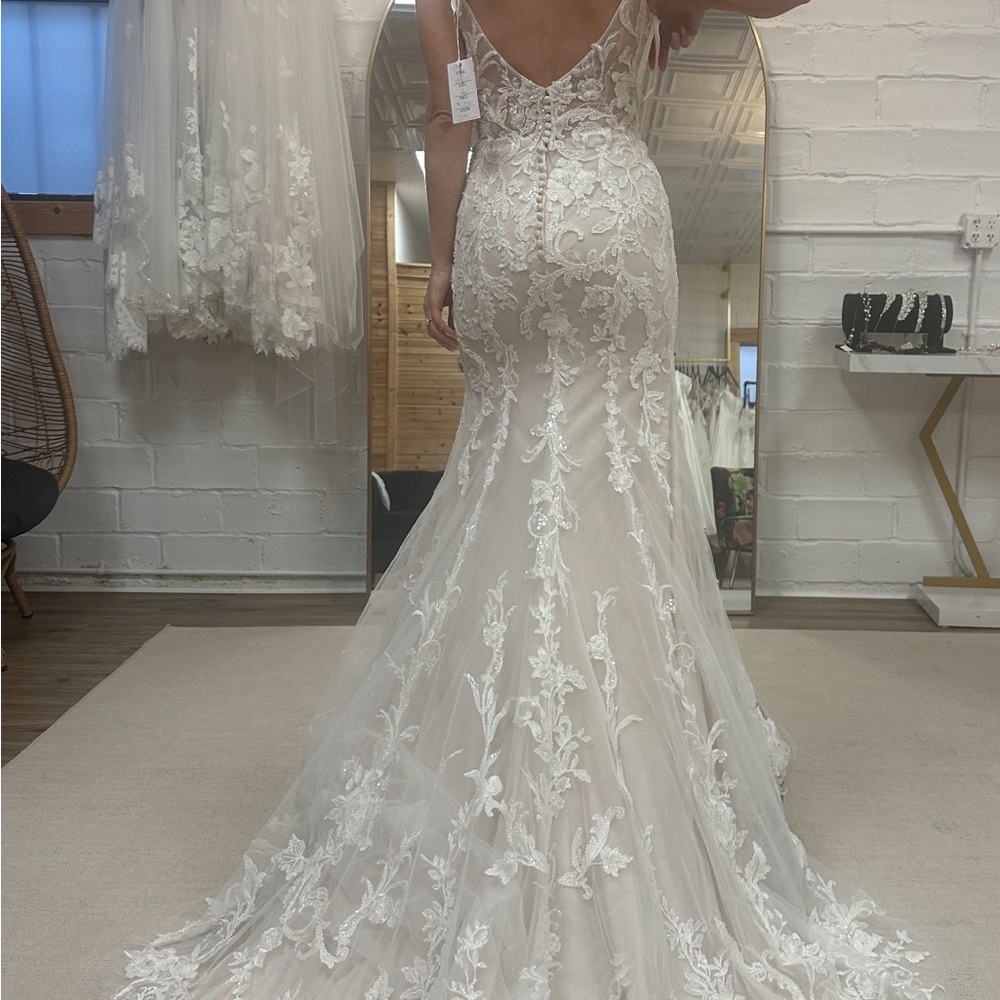 Ivory beaded overlay Mermaid Wedding Gown